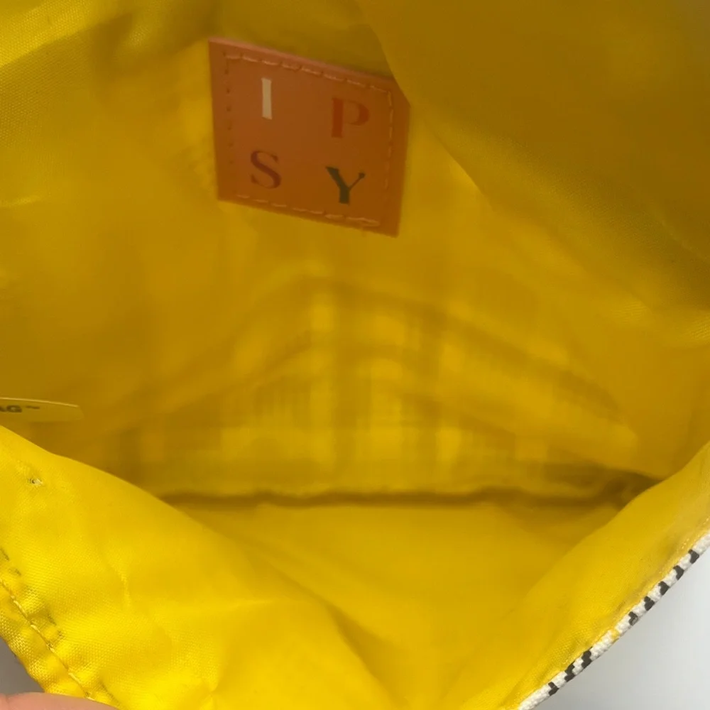 2 Ipsy Cosmetic Pouches in Brown and Yellow Plaid